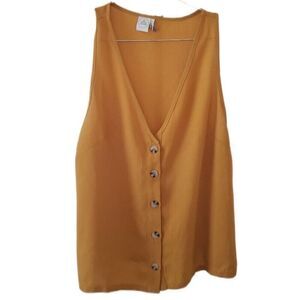 Paper Crane Dark Yellow Sleeveless Button Down Top